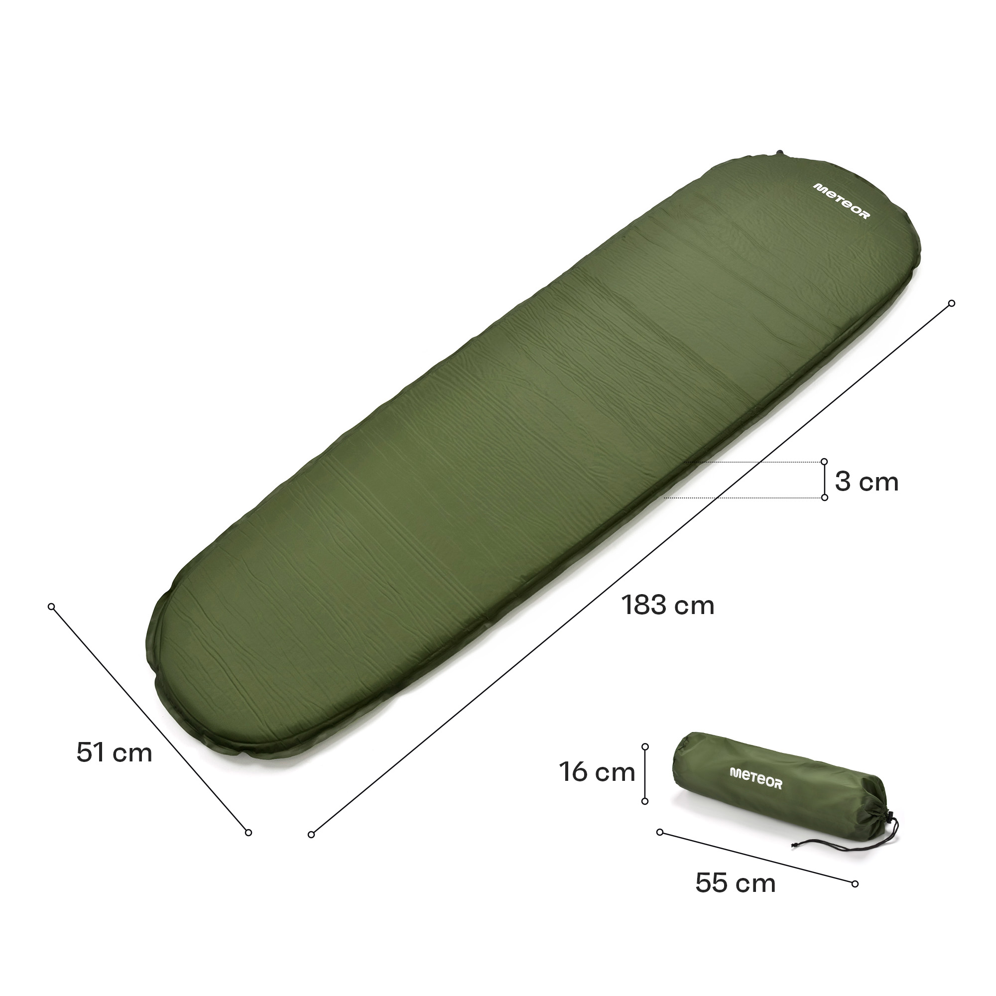 Savaime prisipučiantis kilimėlis Meteor 183×51×3 cm žalias 16430 m - Image 3