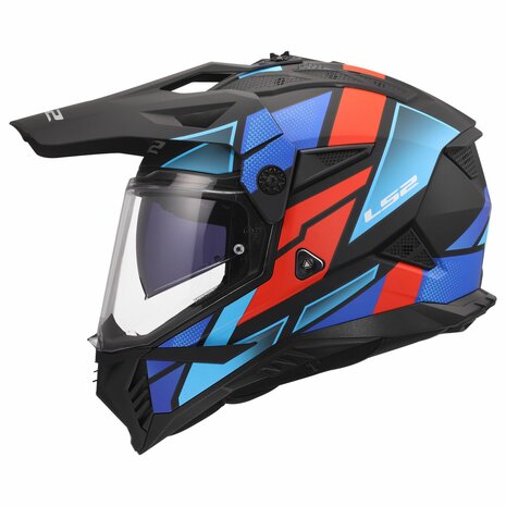 LS2 MX702 PIONEER 2 BLOCK šalmas Juoda Raudona Mėlyna - Image 3